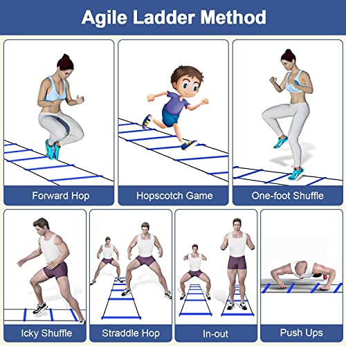 Leosportz Agility Ladder 8 Meter Speed Training Ladder with 16 Adjustable Rungs