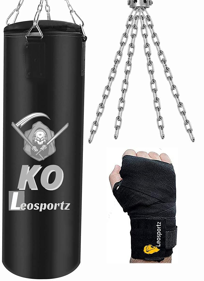 Leosportz Punching Bag Set with Boxing Wraps