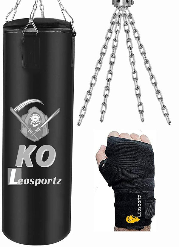 Leosportz Punching Bag Set with Boxing Wraps