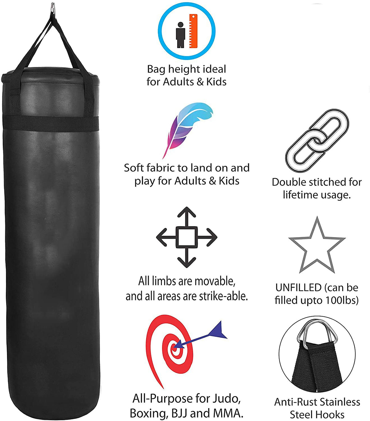 Leosportz Punching Bag Set with Boxing Wraps