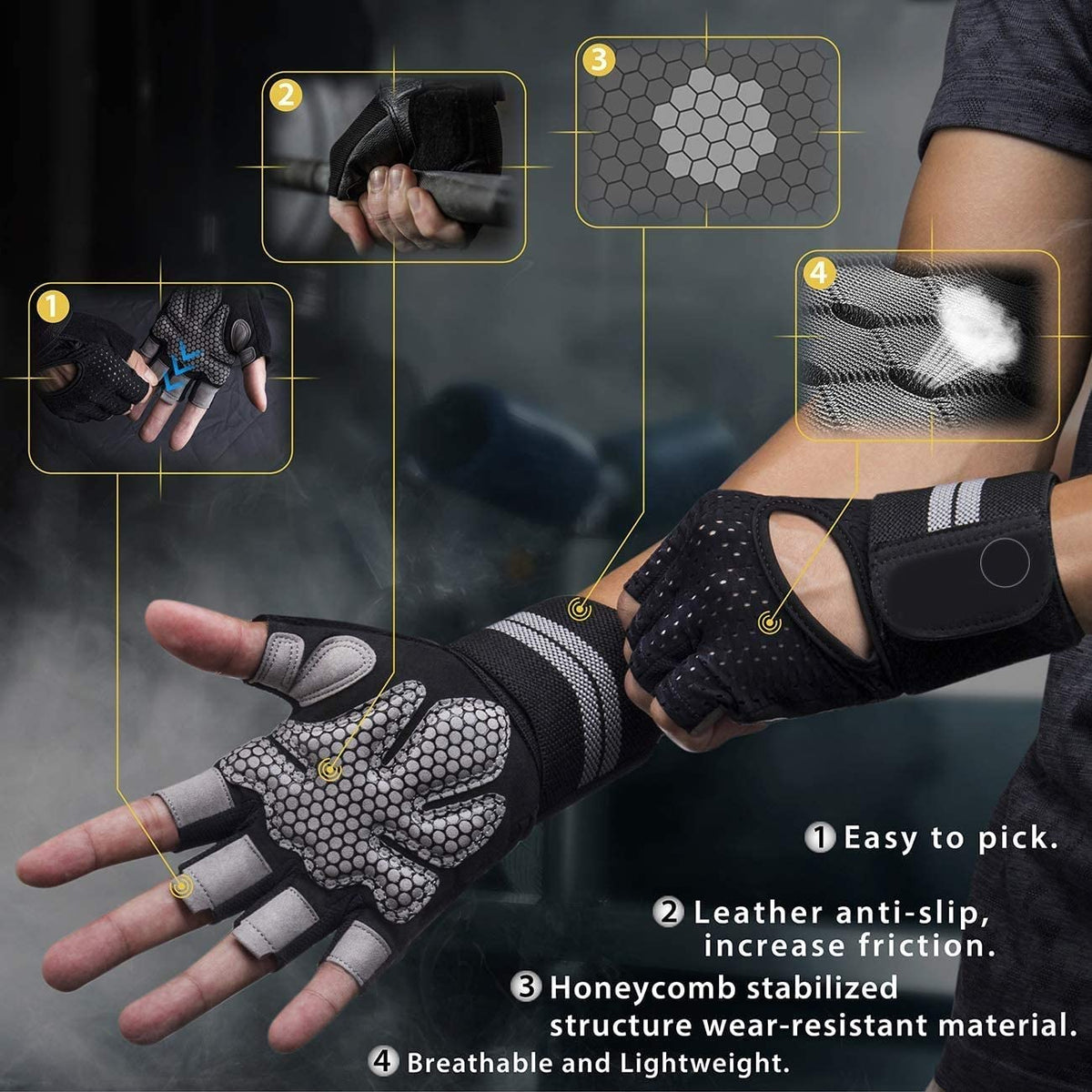 Leosportz Gym Gloves for Men Workout