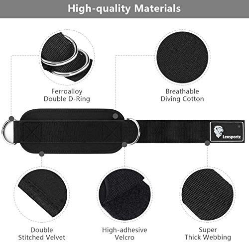 Leosportz Ankle Strap for Gym Cable Machine (Pair)\