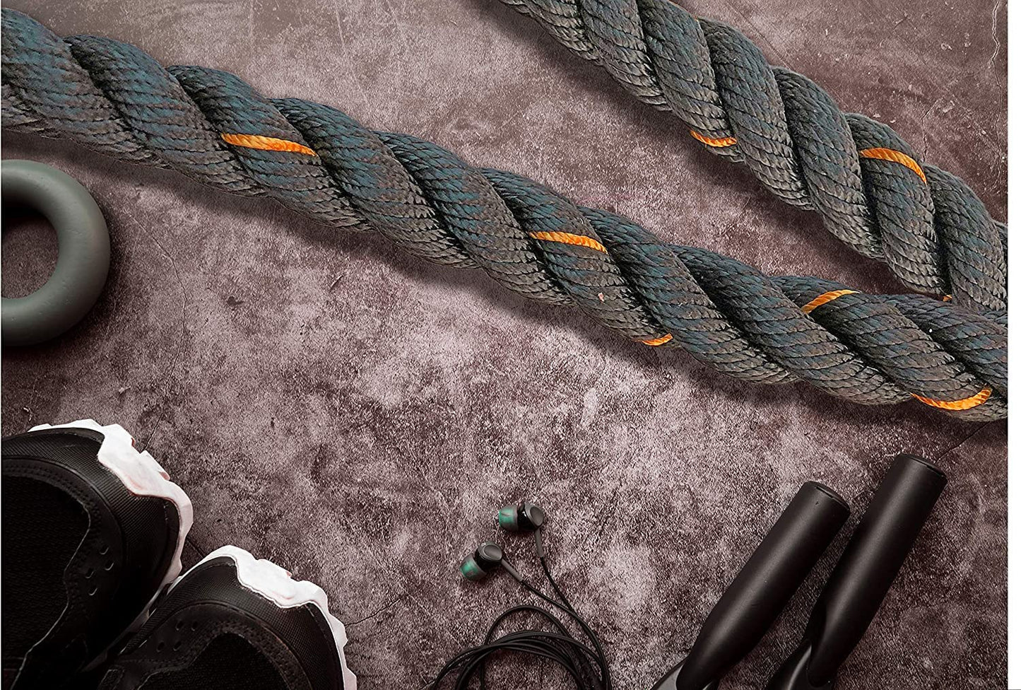 Leosportz Letsplay FG-Battle Polyester Battle Rope,30, 40, 50 ft (Black) (30ft)