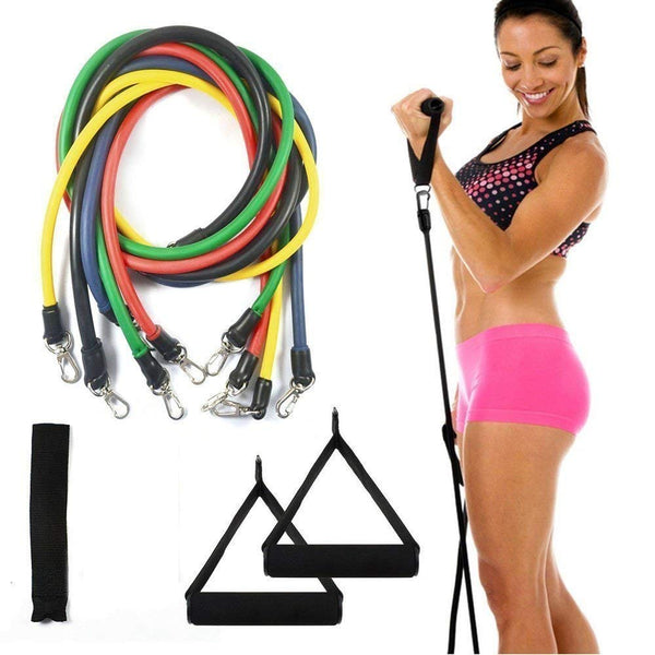 Leosportz Resistance Band Set with Door Anchor, Ankle Strap, Exercise Chart