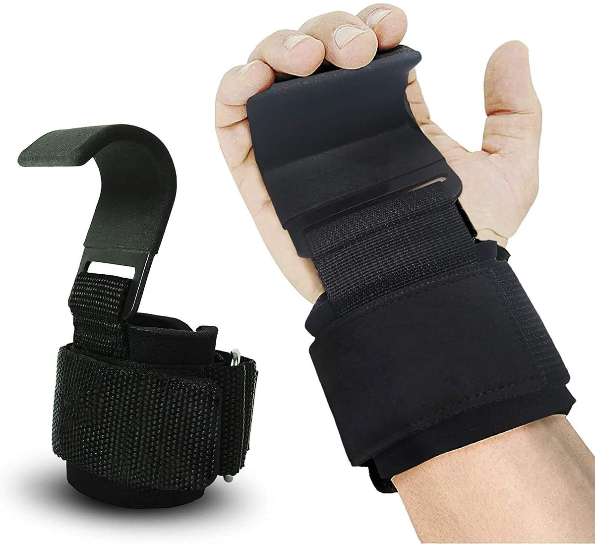 Leosportz Gym Lifting Hooks with Adjustable Wrist Strap