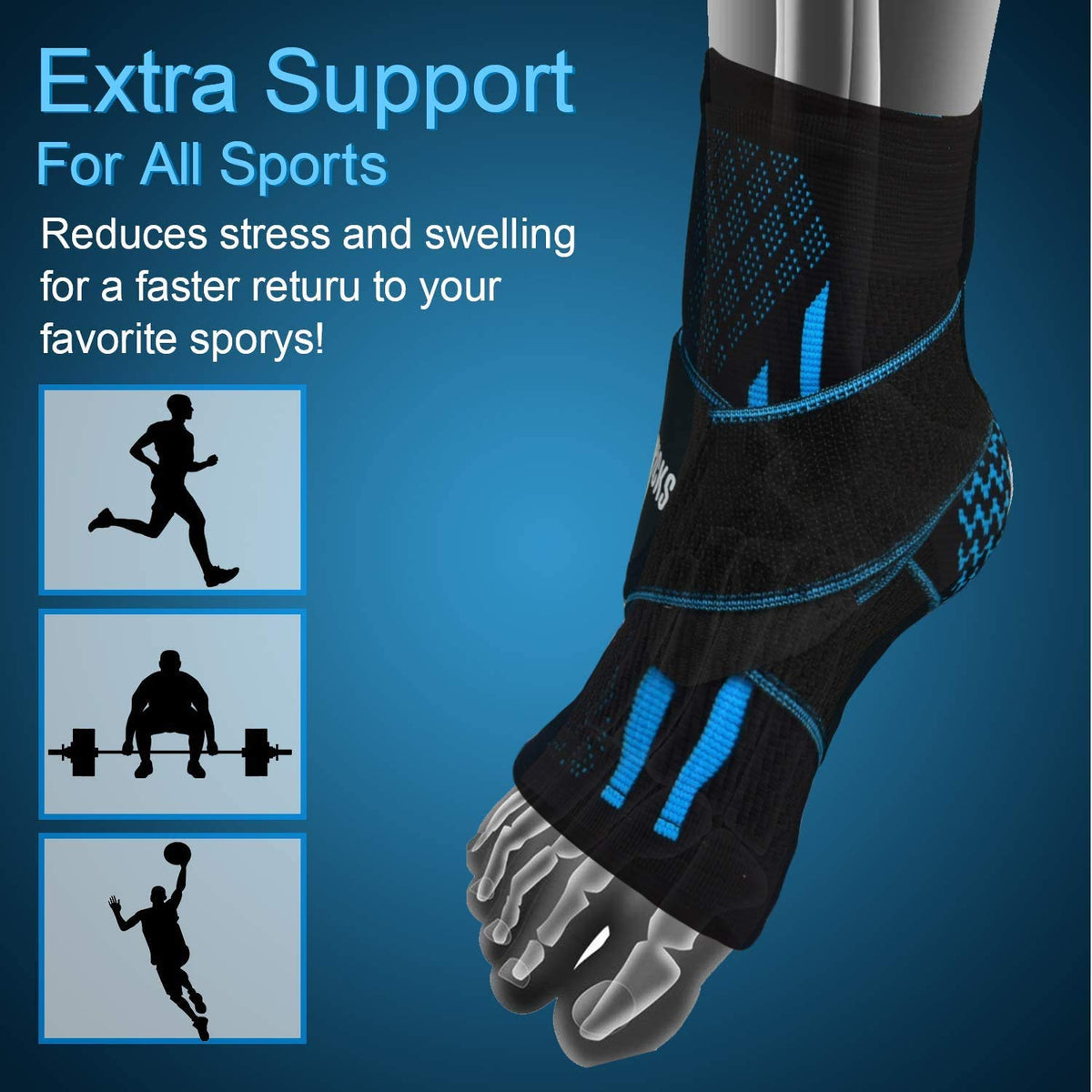 Leosportz Adjustable Ankle Support Brace Sleeve