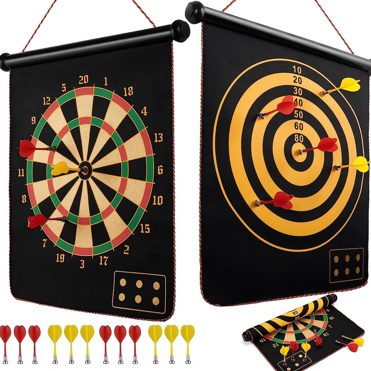 Leosportz Magnetic Dart Board Game - 6 Pc Darts Magnetic Dart Mat — Board with 12Pc Dart