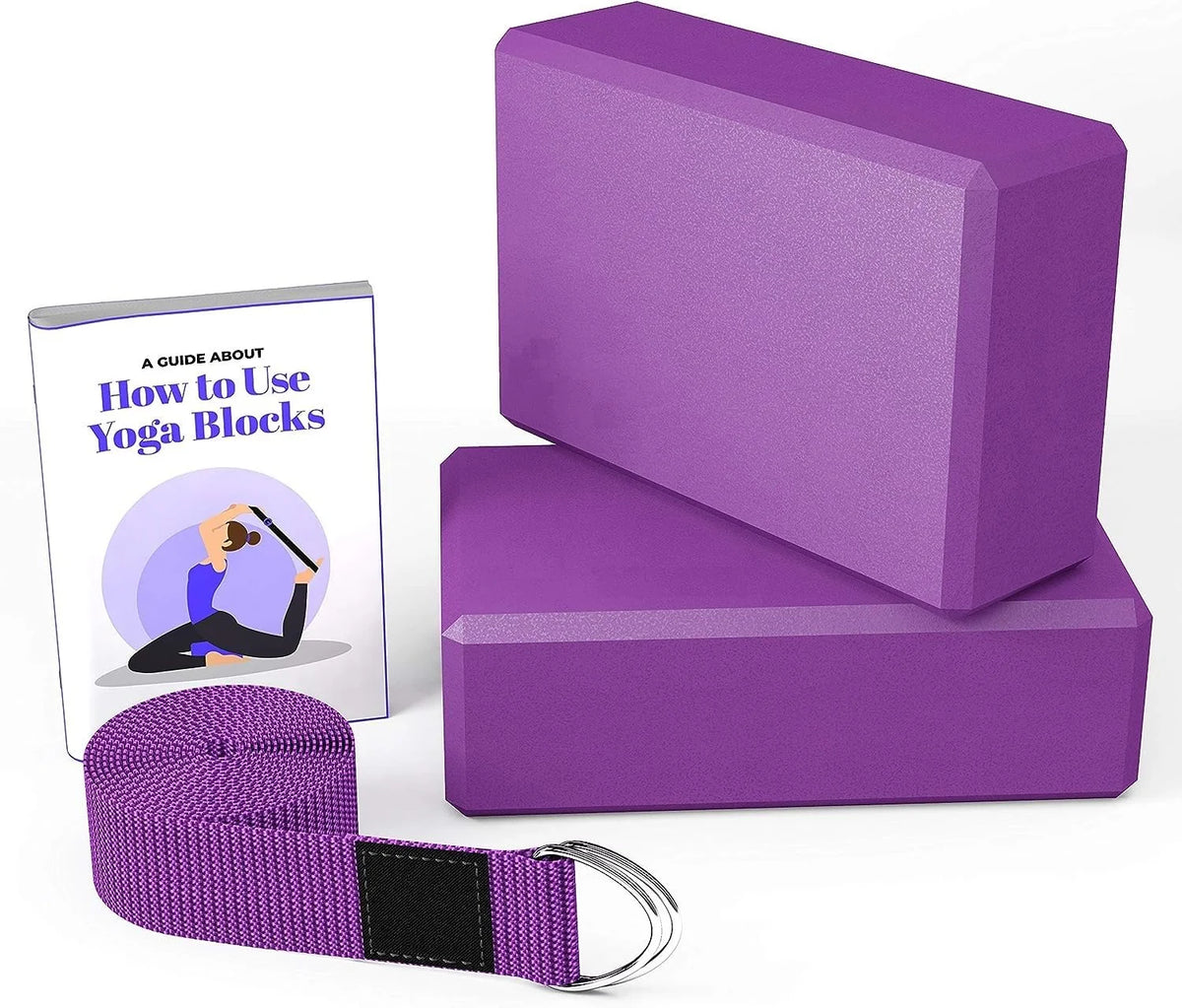 Yoga Blocks with Belt (2 Pc) - High - Density Eva Block