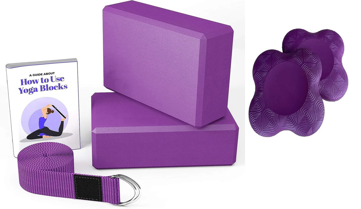 Leosportz Yoga Cushion Knee Pad With Yoga Blocks Belt - 20 Tpe Made