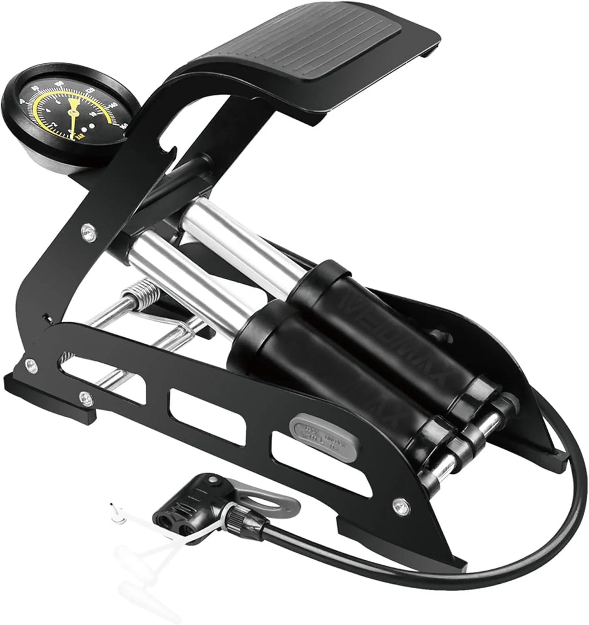 Cycle Foot Pump With Pressure Gauge - Double Cylinder