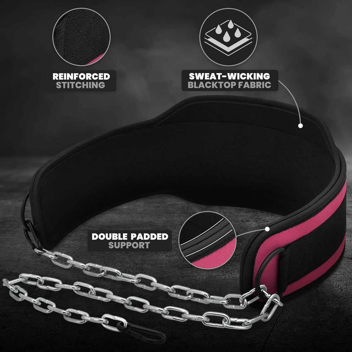 Gym Belt With Chain Dip - Heavy Weight Lifitng Belt