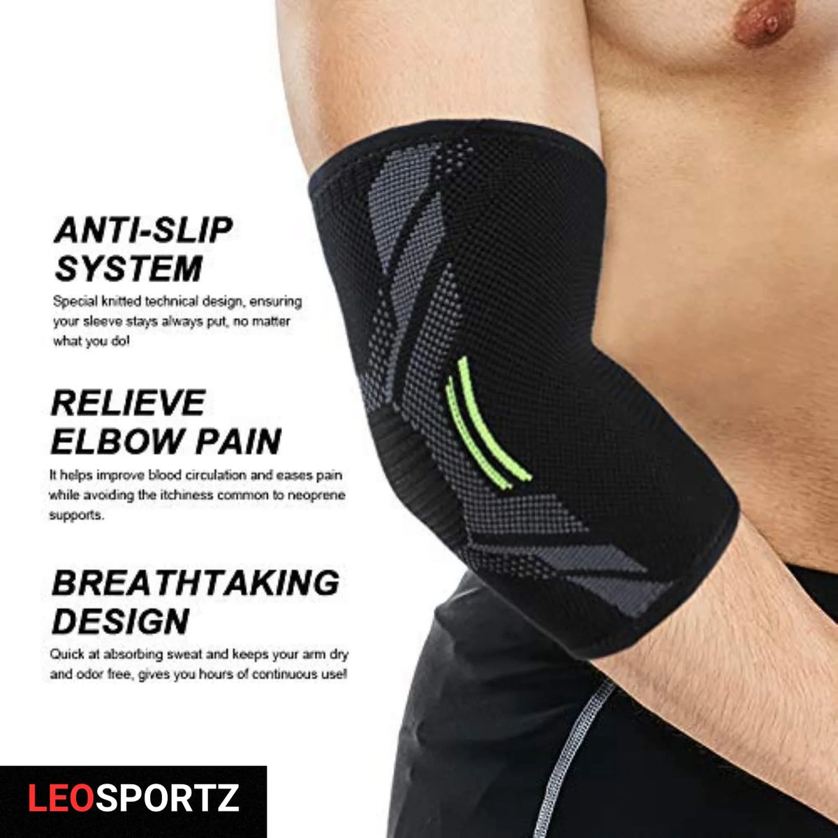 Leosportz Elbow Support Sleeve for Gym & Workout