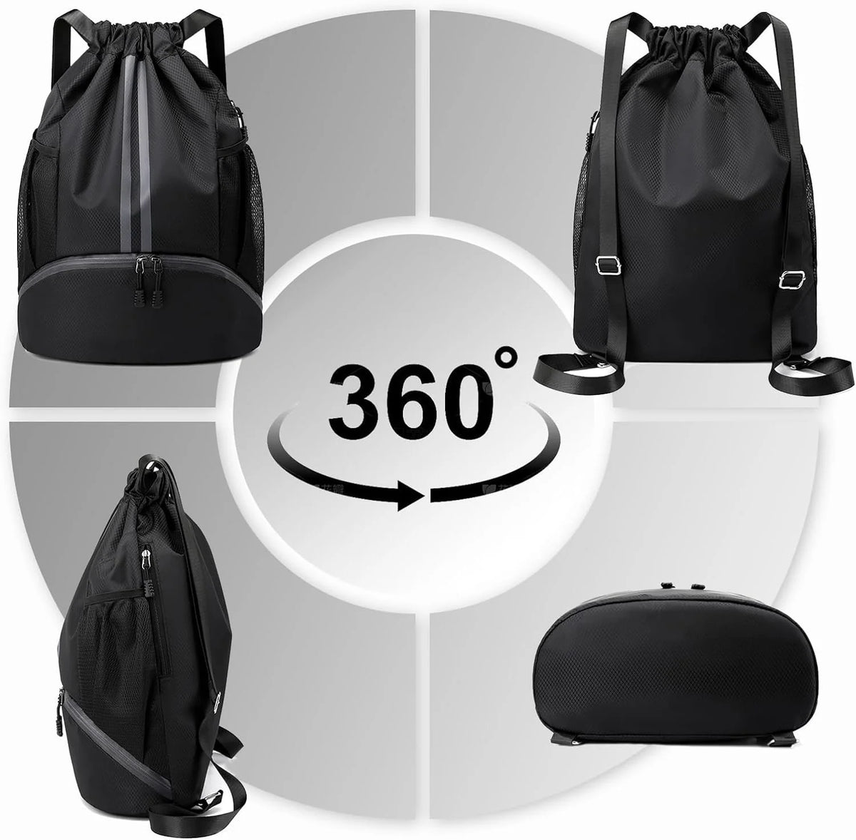 Leosportz Sports Drawstring Bag Backpack -Swimming, Gym, Basketball Bag