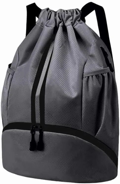 Leosportz Sports Drawstring Bag Backpack for Men Women Basketball Bag Gym Backpack Dedicated Shoe Compartment Waterproof Large Space Gym Bag