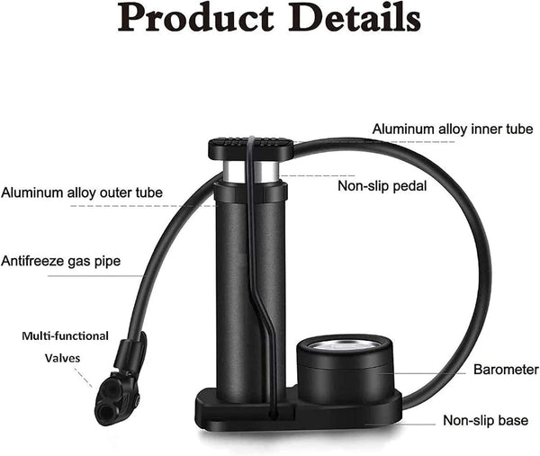 Leosportz Portable Mini Cycle Pump with Pressure Gauge