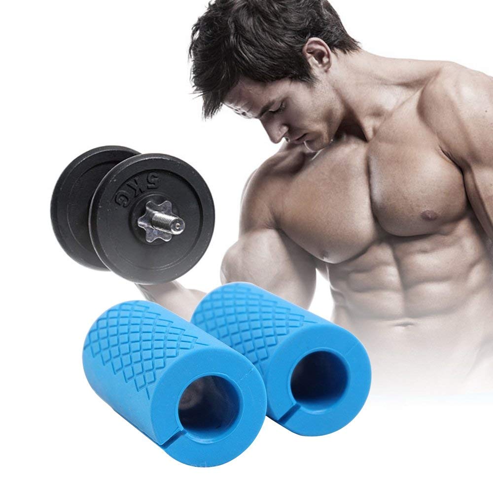 Thick Bar Grips - Non-Slip Barbell Grips Silicone Rubber Dumbbell Grips