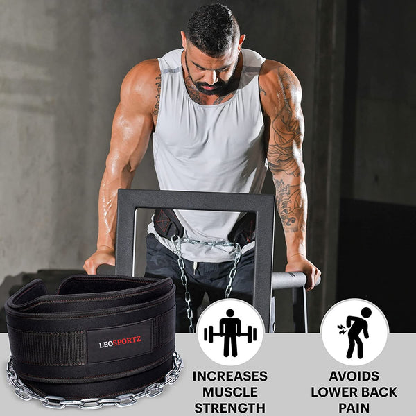 Leosportz Gym Belt with Chain - Heavy Weight Lifitng Belt
