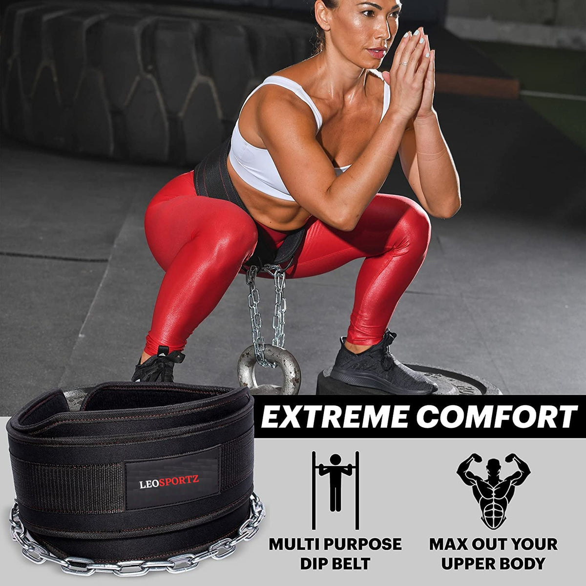 Leosportz Gym Belt with Chain - Heavy Weight Lifitng Belt