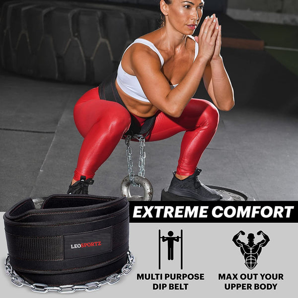 Leosportz Gym Belt with Chain - Heavy Weight Lifitng Belt