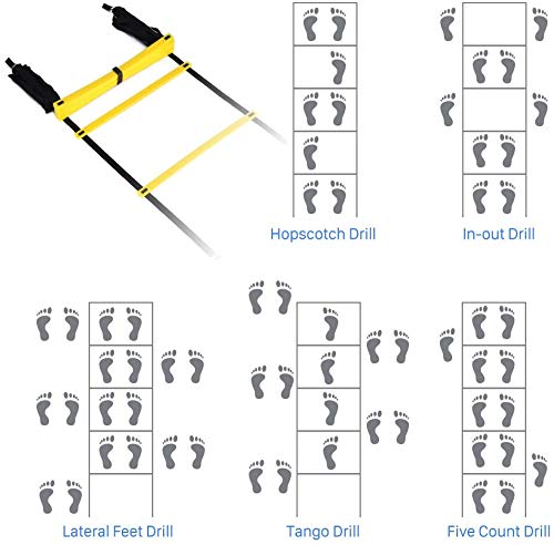 Leosportz Agility Ladder 8 Meter Speed Training Ladder with 16 Adjustable Rungs