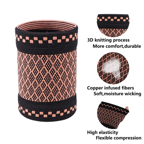 Leosportz Copper-Infused Wrist Compression Brace (Pair)