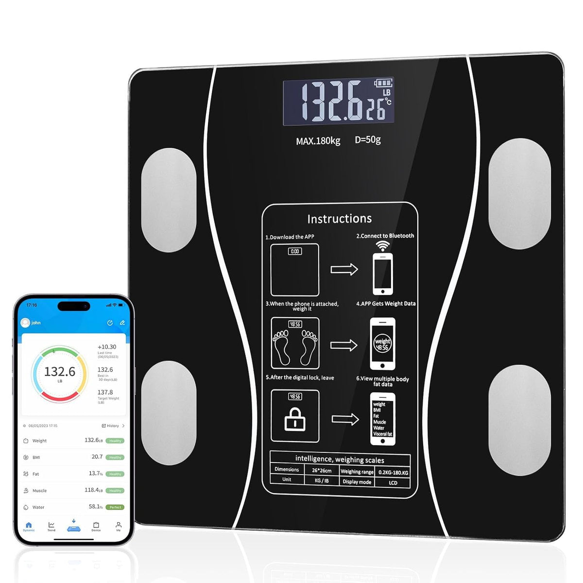 Leosportz Smart BMI & Body Fat Weighing Scale