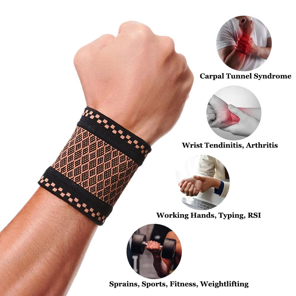 Leosportz Copper-Infused Wrist Compression Brace (Pair)