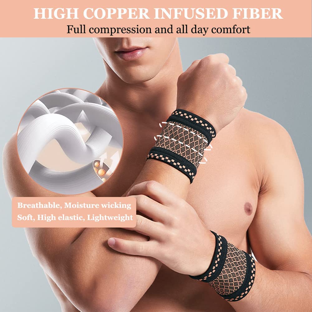 Leosportz Copper-Infused Wrist Compression Brace (Pair)