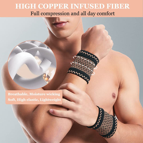 Leosportz Copper-Infused Wrist Compression Brace (Pair)