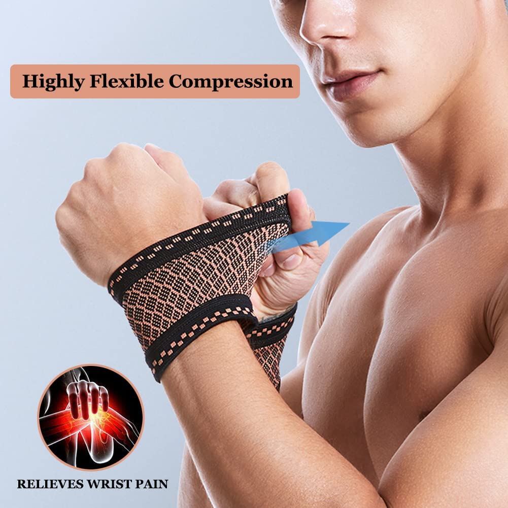 Leosportz Copper-Infused Wrist Compression Brace (Pair)