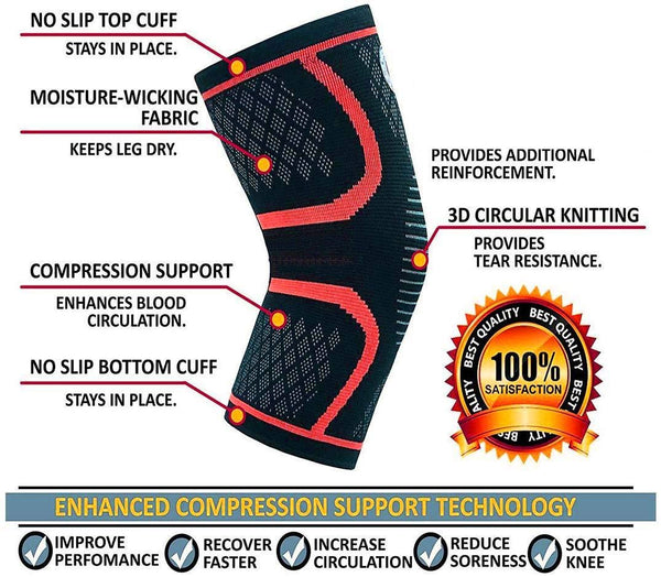 Leosportz Compression Knee Sleeve (1 Pair)