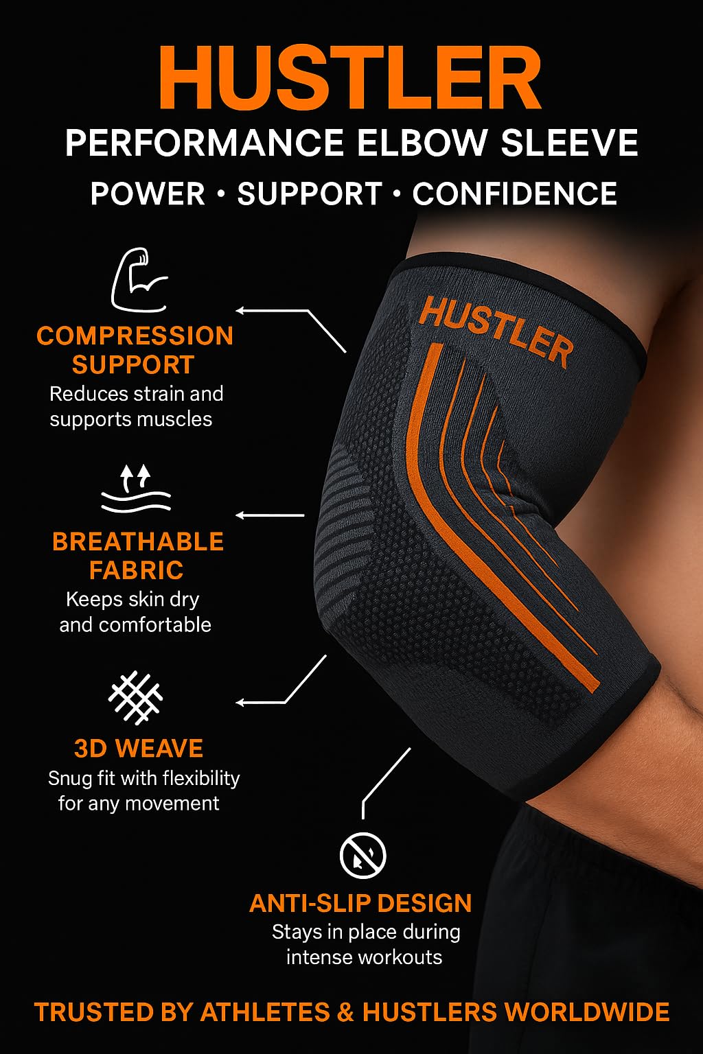 Leosportz Elbow Support Sleeve with Compression Strap