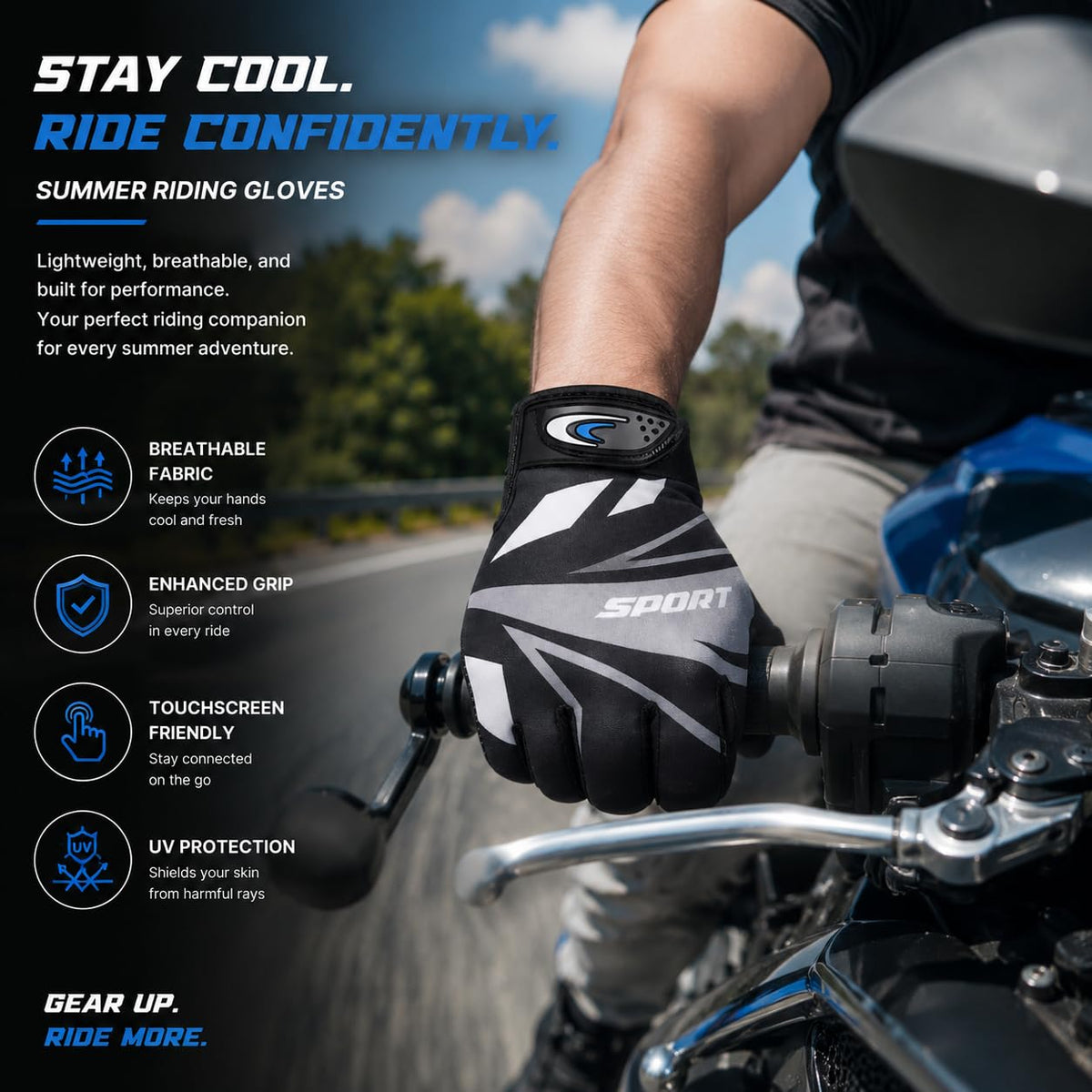 Leosportz UV Protection Touchscreen Cycling Gloves