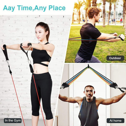 Resistance Band Set with Door Anchor, Ankle Strap, Exercise Chart