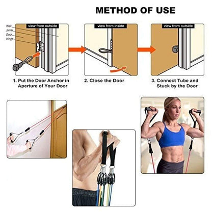 Resistance Band Set with Door Anchor, Ankle Strap, Exercise Chart