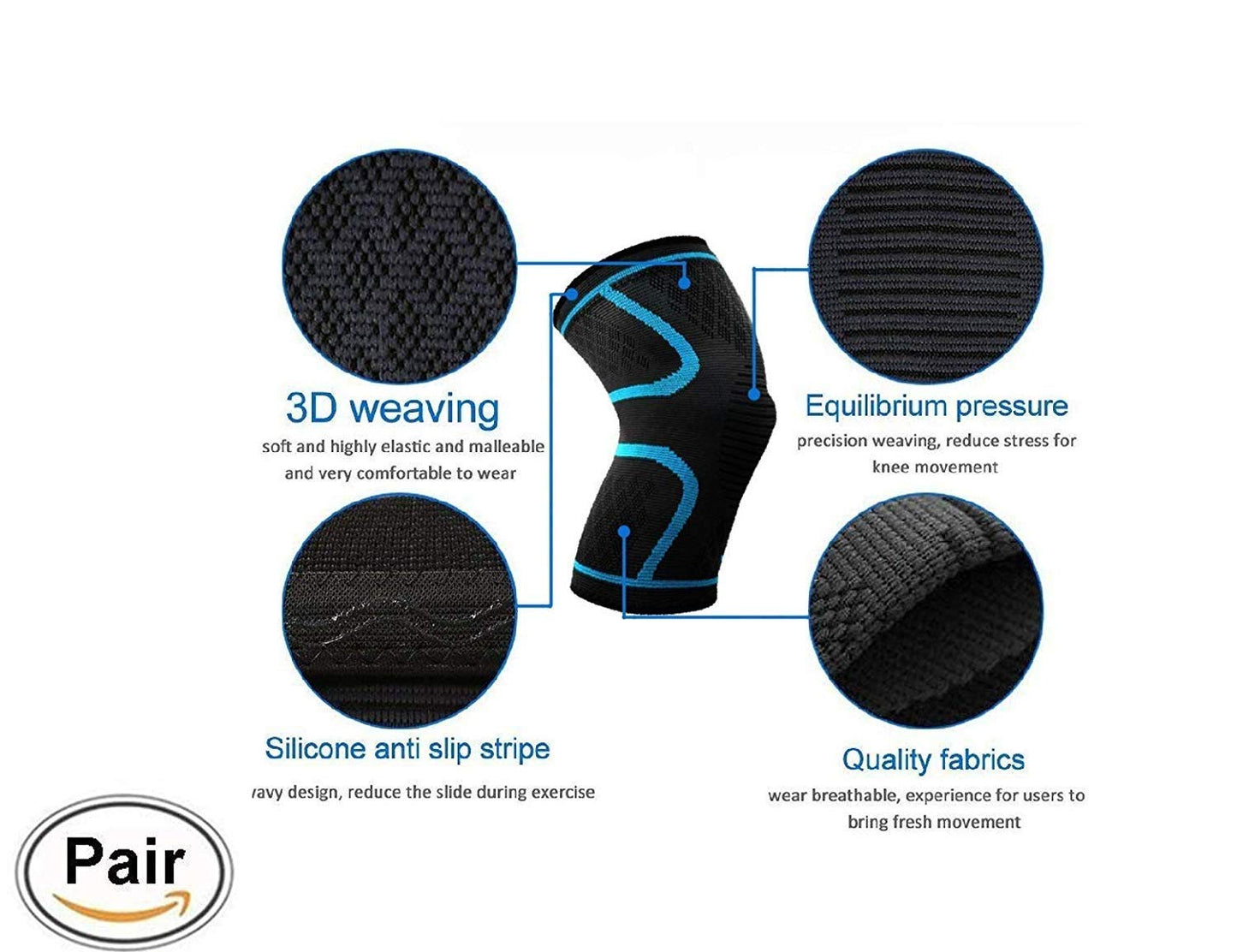 Leosportz 2 Pack Knee Brace, Knee Compression Sleeve