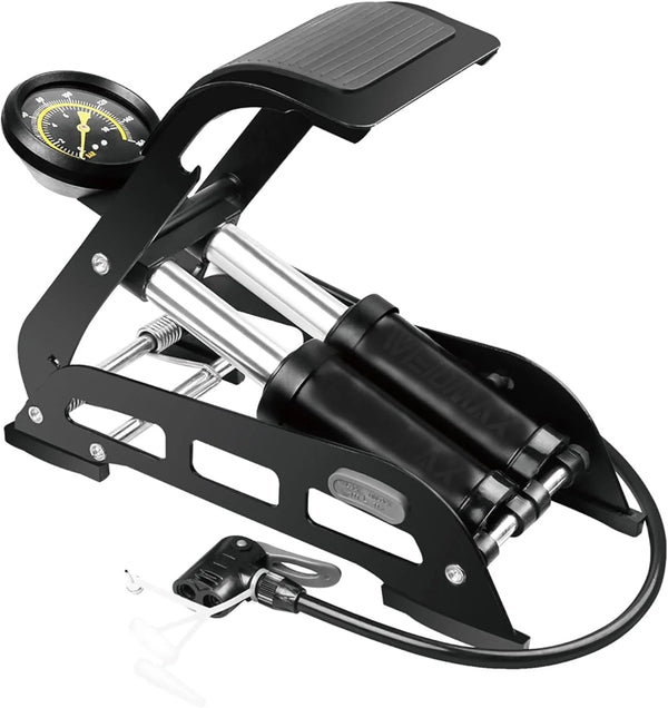 Cycle Foot Pump With Pressure Gauge - Double Cylinder
