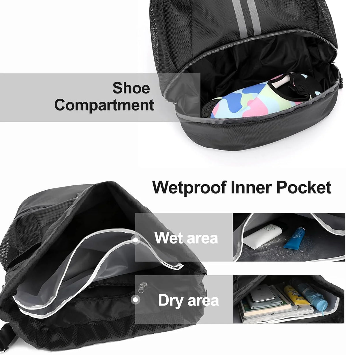Leosportz Sports Drawstring Bag Backpack -Swimming, Gym,  Basketball Bag