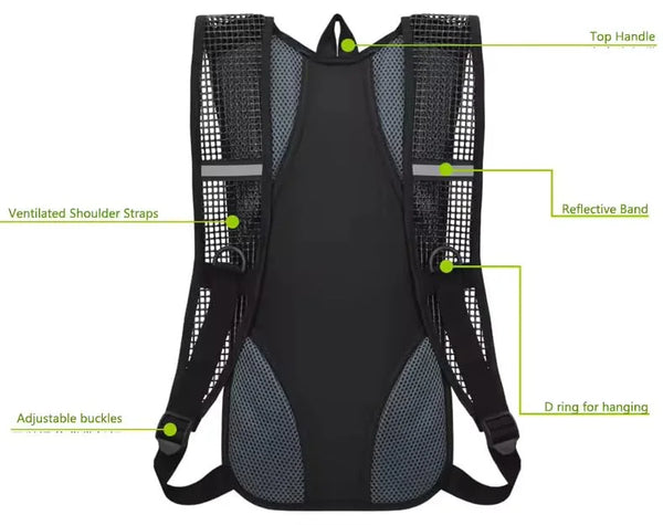 Hydration Backpack 2 Liter - Bpa Free With Leakproof Bladder