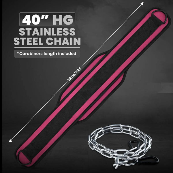 Gym Belt With Chain Dip - Heavy Weight Lifitng Belt