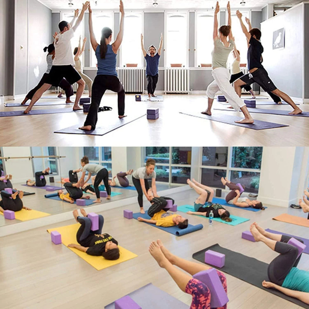 Yoga Blocks with Belt (2 Pc) - High - Density Eva Block