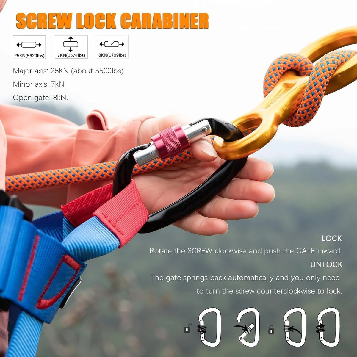 Leopsortz Climbing Carbiner 25 Kn - D Shape Snap Hook