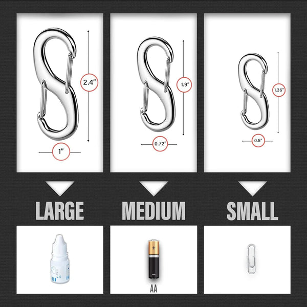 Leosportz Dual S Carabiners Snap Hook - Keychain Keyring S Shape Hook