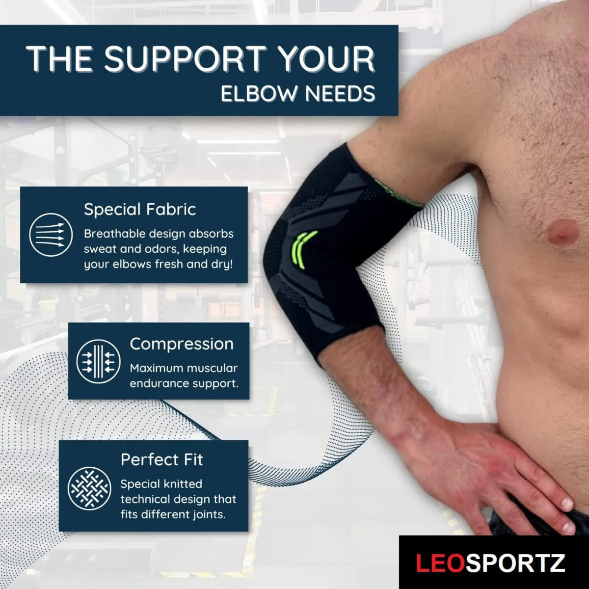 Leosportz Elbow Support Sleeve for Gym & Workout