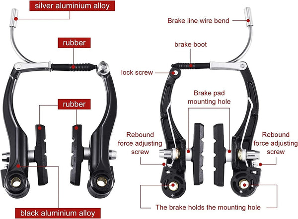 Complete Cycle Brake Set - Front Rear V Breaks With Pads