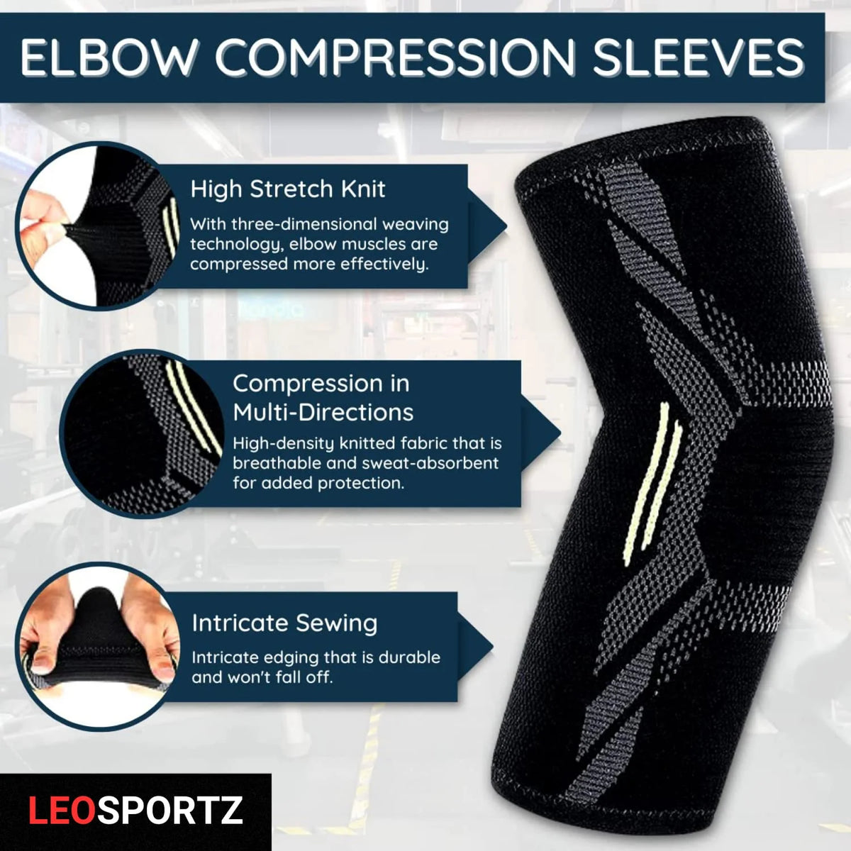 Leosportz Elbow Support Sleeve for Gym & Workout