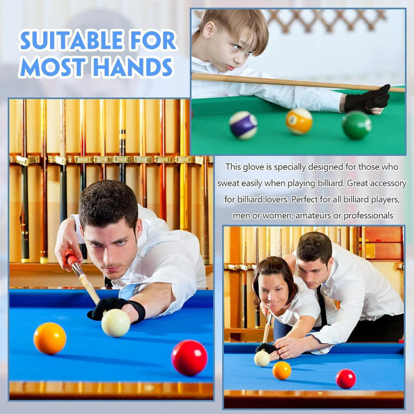 Leosportz Snooker Gloves For Pool Ball - 3 Finger Cue Gloves Table