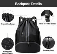Leosportz Sports Drawstring Bag Backpack -Swimming, Gym,  Basketball Bag