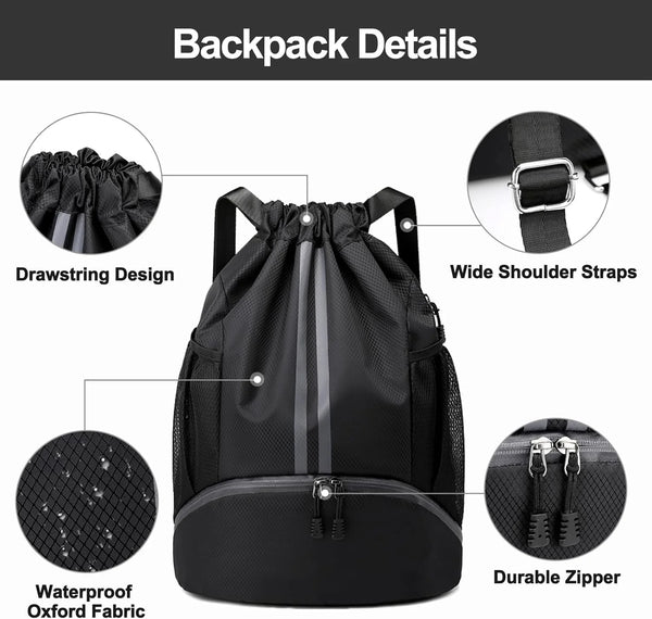 Leosportz Sports Drawstring Bag Backpack -Swimming, Gym,  Basketball Bag