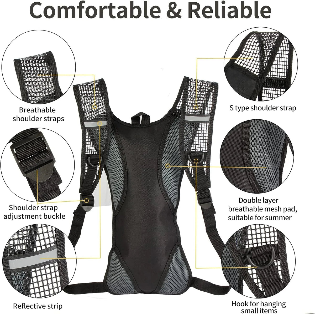 Hydration Backpack 2 Liter - Bpa Free With Leakproof Bladder
